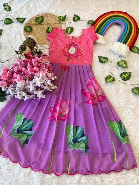 Kid’s Handwork Banglori Silk Lehangas