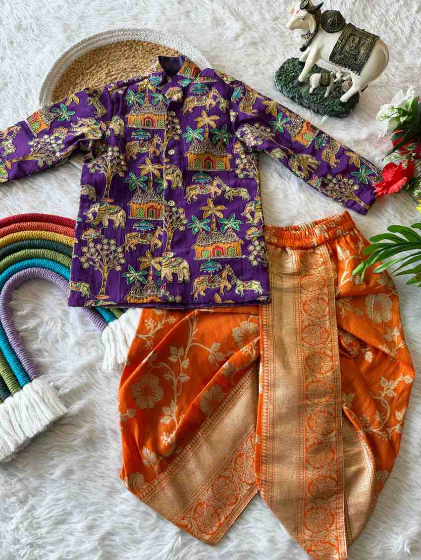 Kid's Viscose Natural Crepe Kurta Set