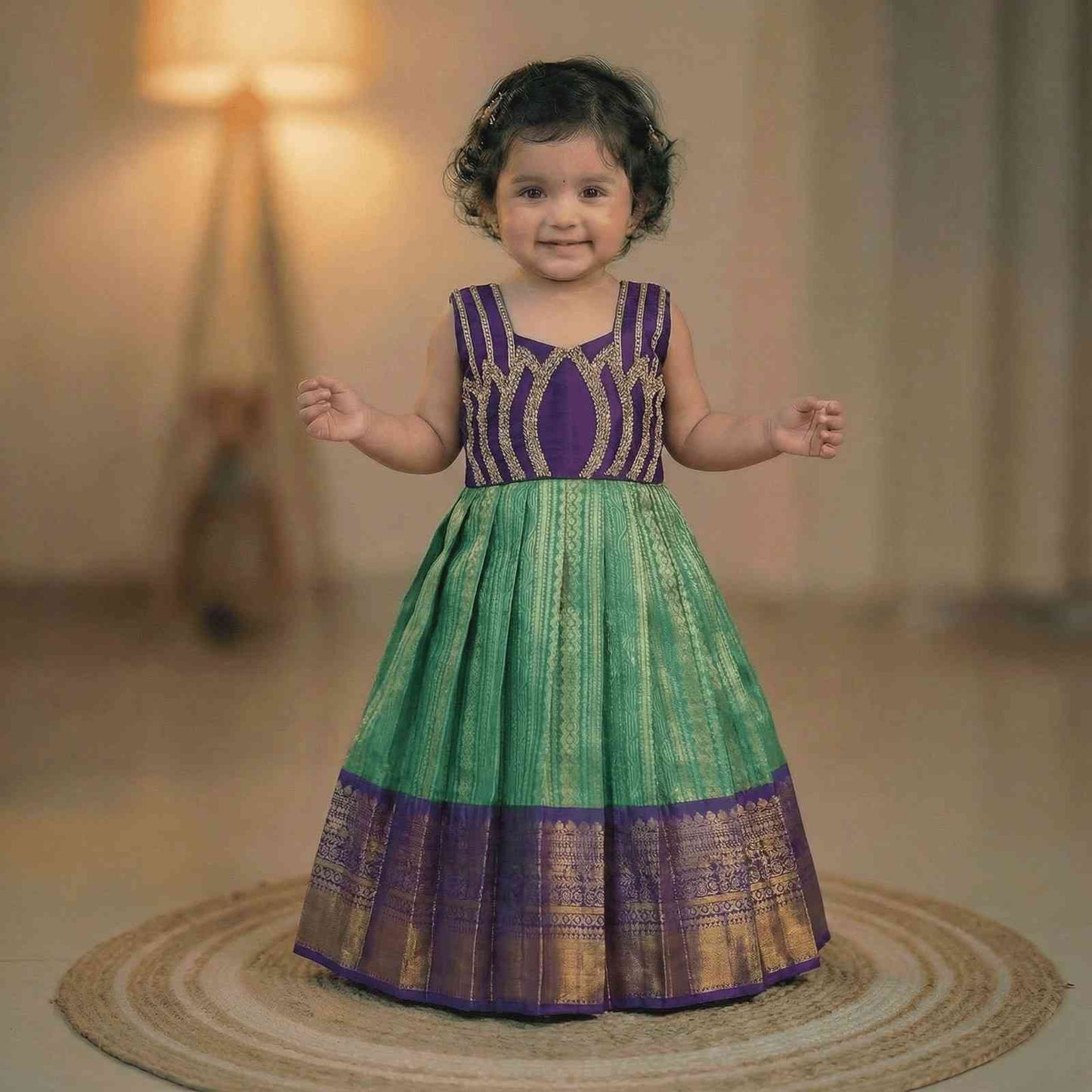 Semi Kanchi silk family outfit by Arhas Couture