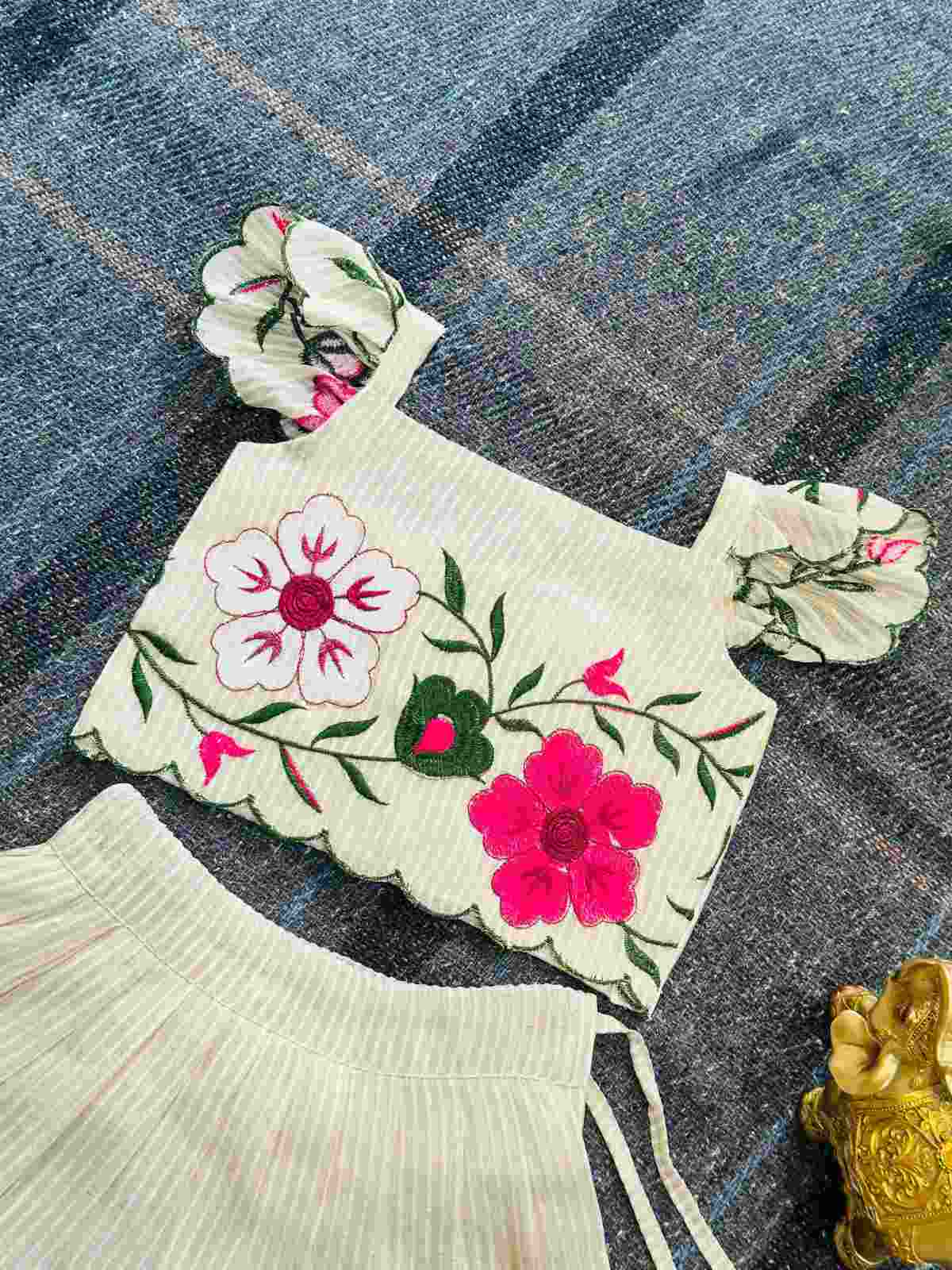 Kid's Floral Russian Silk Lehenga
