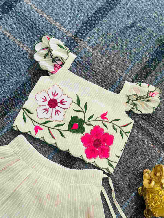 Kid's Floral Russian Silk Lehenga