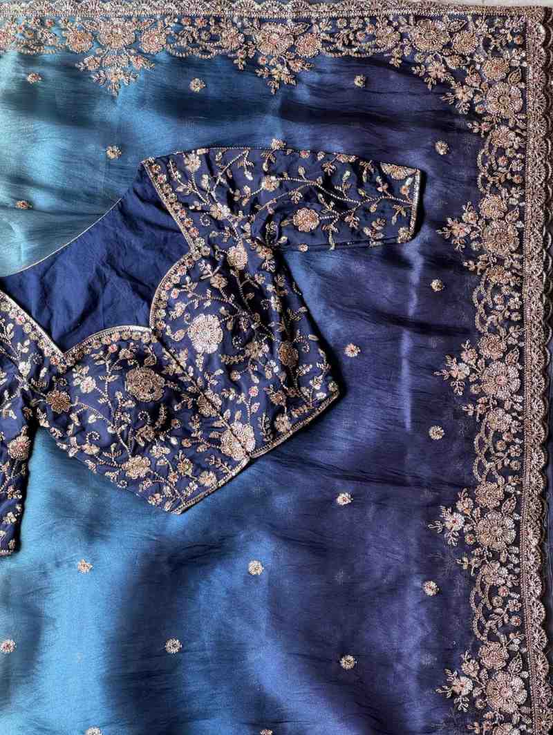 Nylon Tissue Crepe Silk Saree