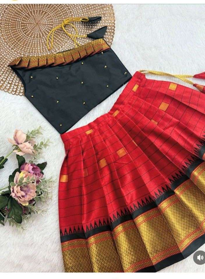 Kids designer lehenga – dark green – Arhas Couture