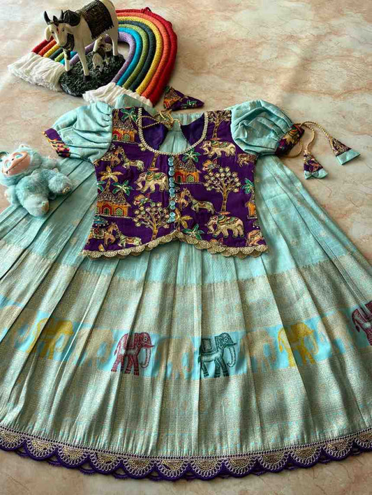 Kid's Tissue Lehengas