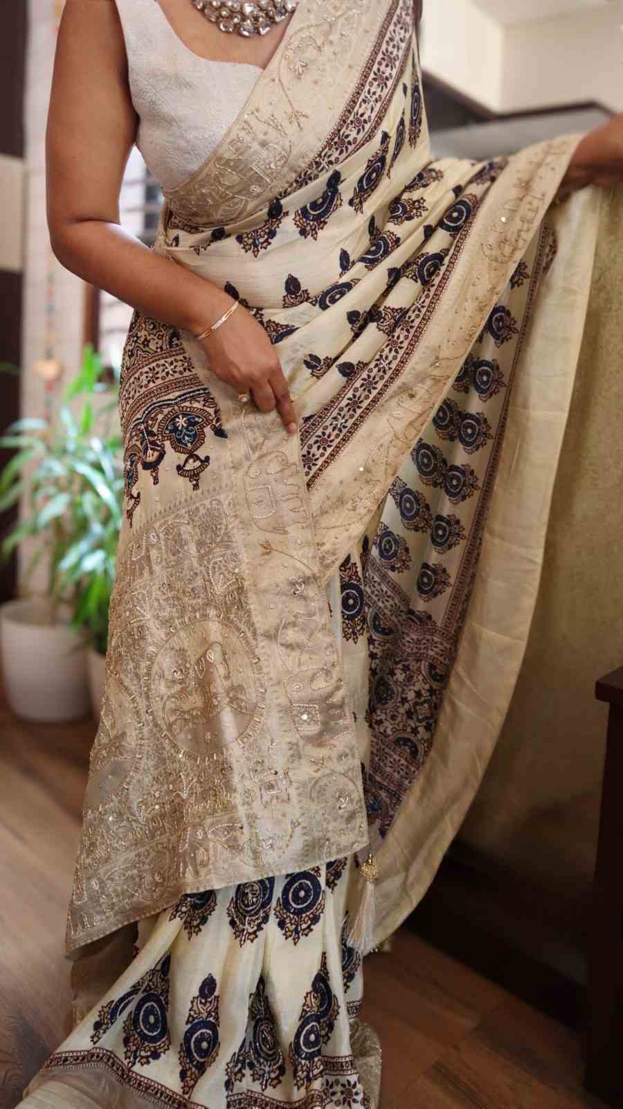 Ajrakh Print Cutdana Sarees