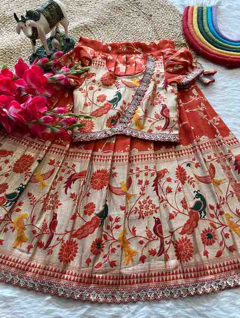 Kid's Paithani Tissue Silk Lehengas