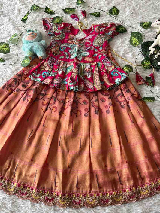 Kid's Tissue Silk Lehengas