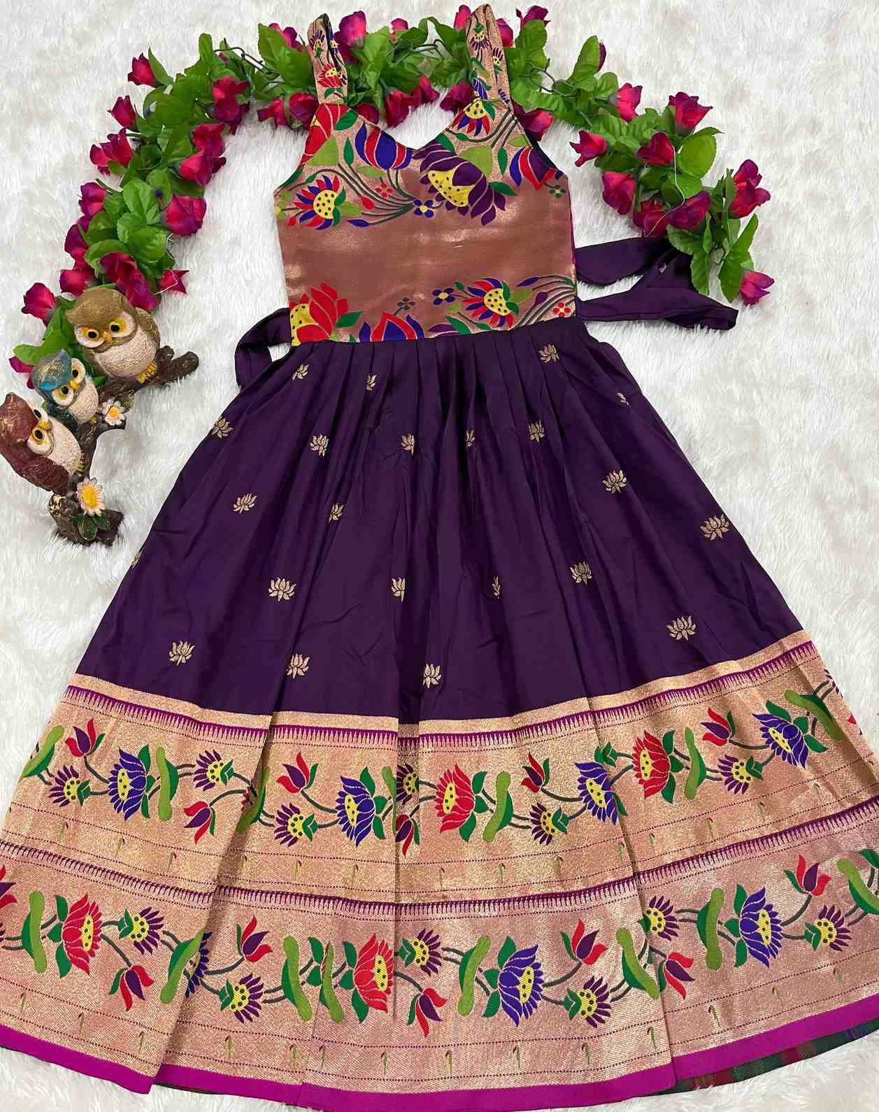 Kid's Soft Silk Paithani Gowns