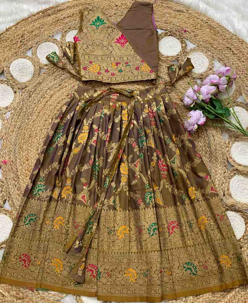 Kids Banarasi Paithani lehenga – purple – Arhas Couture