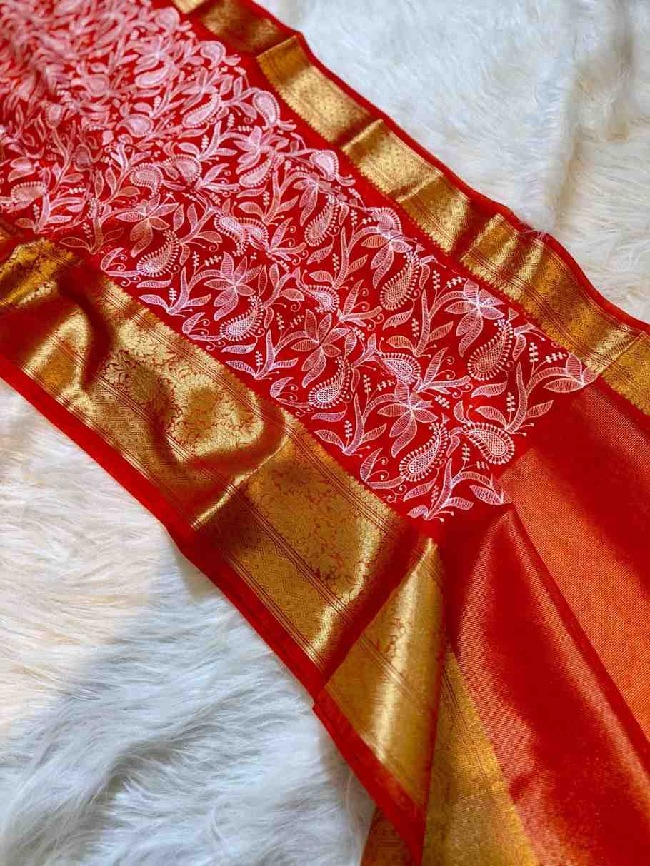 Dyeable Embroidery Silk Sarees