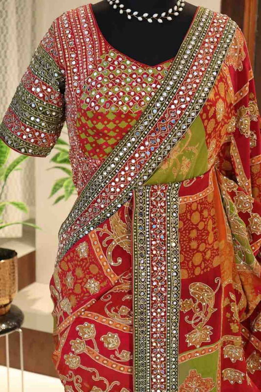 Fancy floral Georgette saree – colour 2 – Arhas Couture