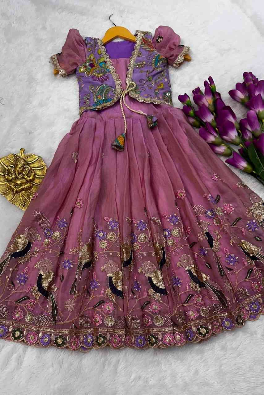 Kids tissue gown – pink 1 – Arhas Couture