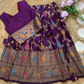 Kids Banarasi Paithani lehenga – brown – Arhas Couture