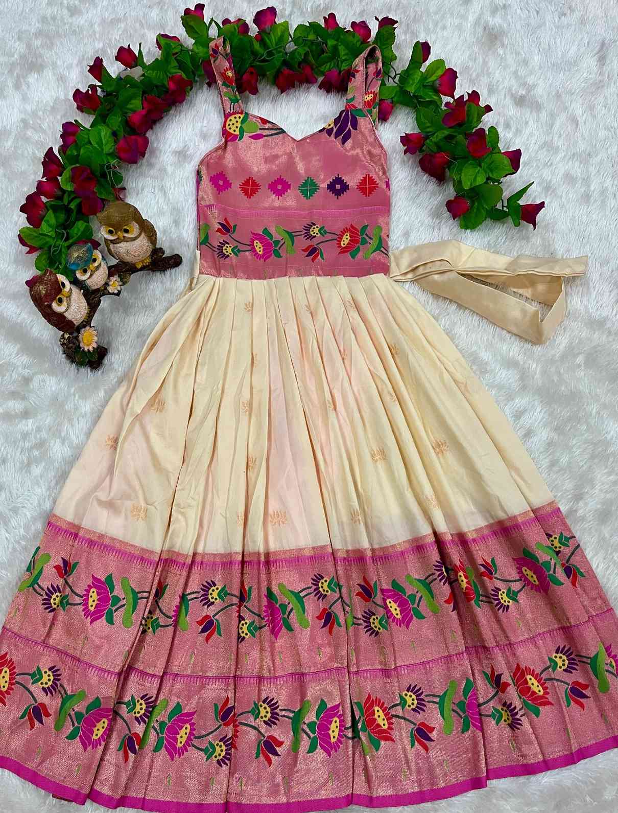 Kid's Soft Silk Paithani Gowns