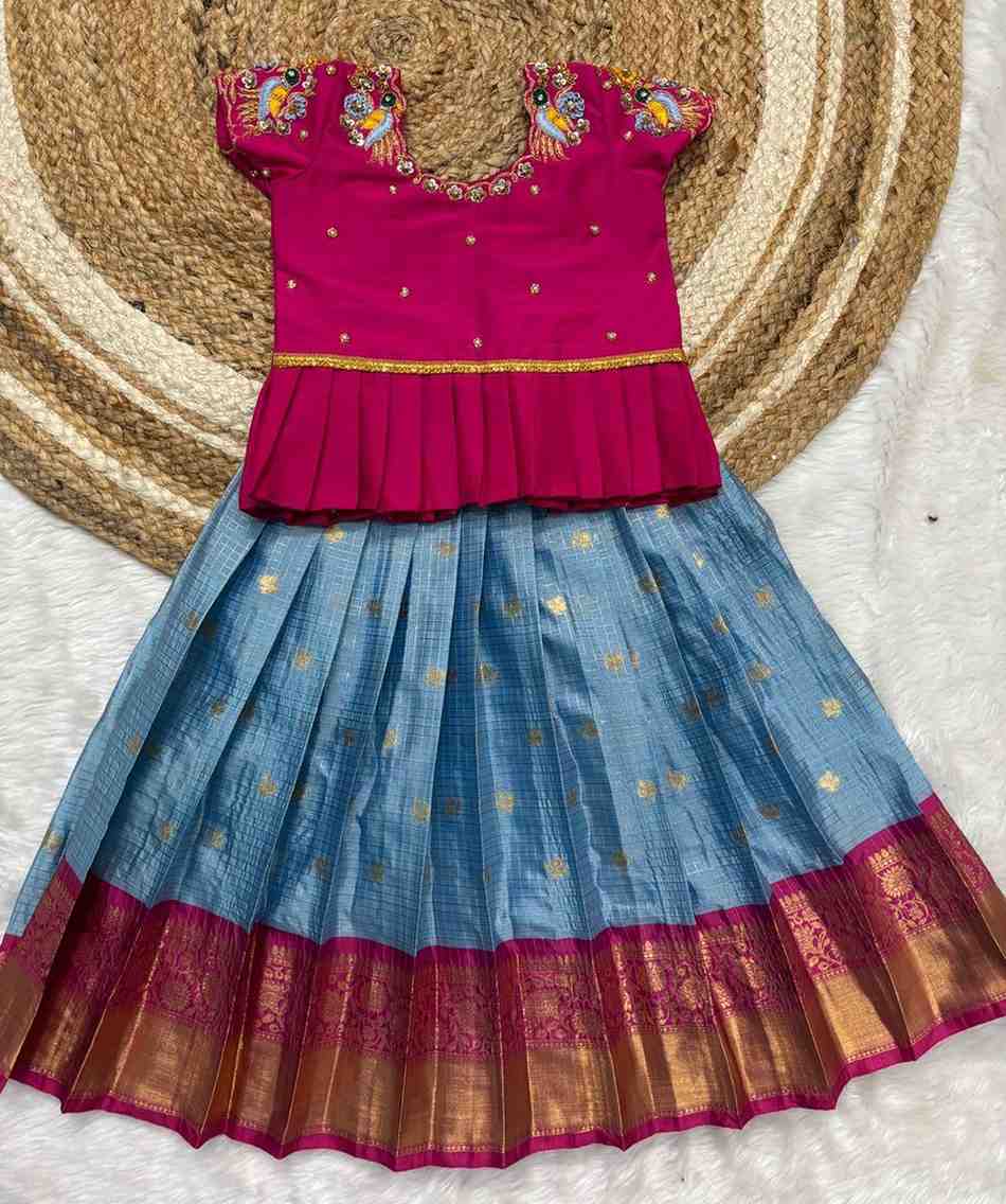 Kid's Raw Silk Lehenga