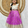 Kids Banarasi raw silk maggam work frock – 6 months to 15 years – Arhas Couture