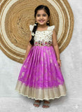 Kids Banarasi raw silk maggam work frock – 6 months to 15 years – Arhas Couture