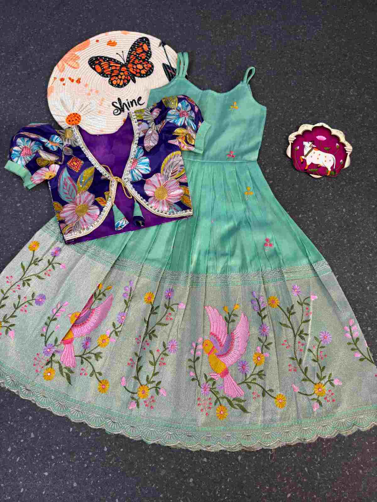 Kid's Embroidered Tissue Silk Gowns