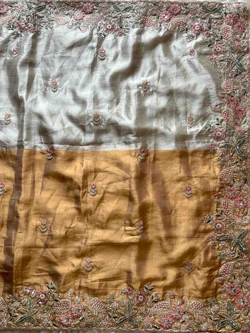 Fancy nylon tissue crepe sarees by Arhas Couture
