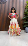 Kids Viscose silk gown – White, Blue – 1 to 15 years – Arhas Couture