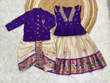 Kids tissue silk 2-in-1 family outfit – Purple, Red, Wine – 6 months to 15 years – Arhas Couture