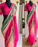 Fancy soft Tabi silk saree with hand embroidery border – Arhas Couture