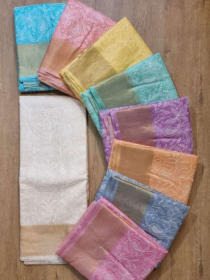 Dyeable Embroidery Silk Sarees