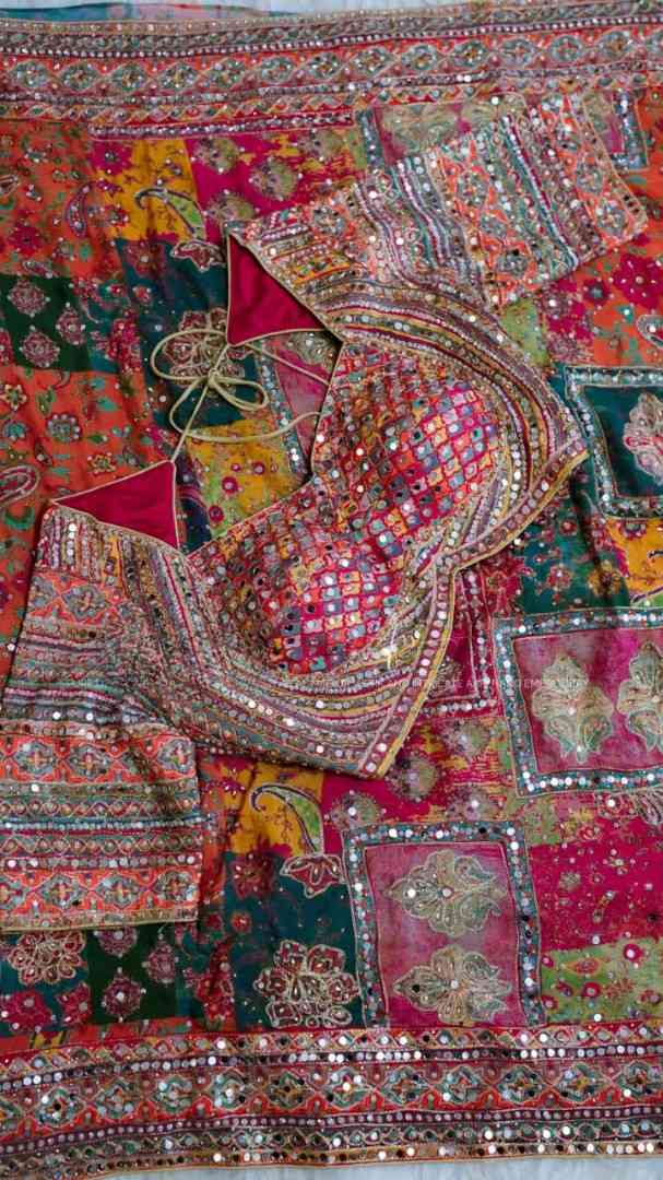 Fancy multi-colour Ajrakh sarees by Arhas Couture