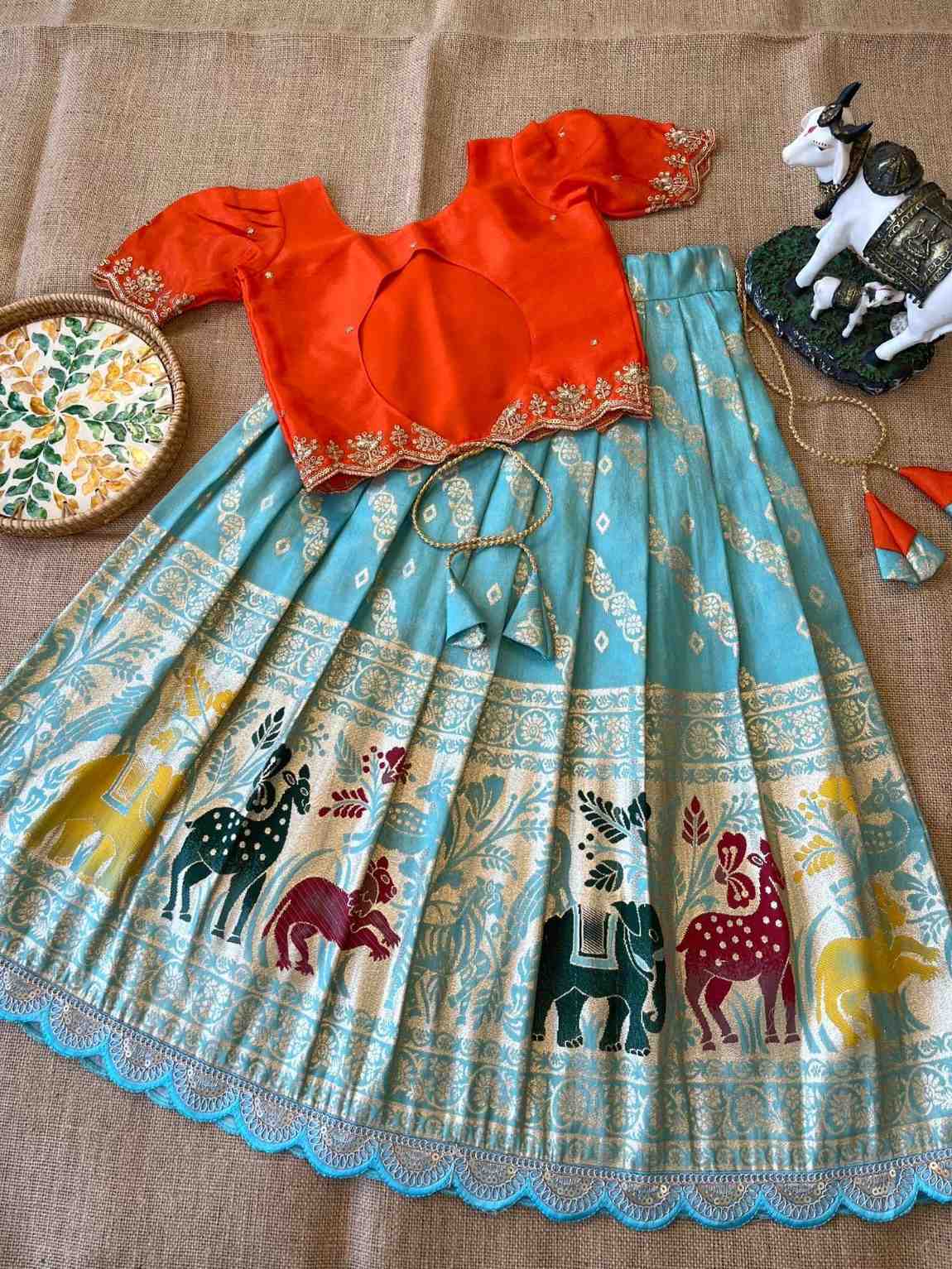 Kid's Banarasi Tissue Silk Lehengas