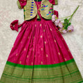 Kids Paithani gown – light blue – Arhas Couture