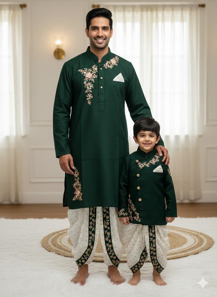 Raw silk family outfit – boys and men – Arhas Couture
