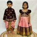 Soft semi Kanchi family outfit – girls, boys, men and Mom – Arhas Couture