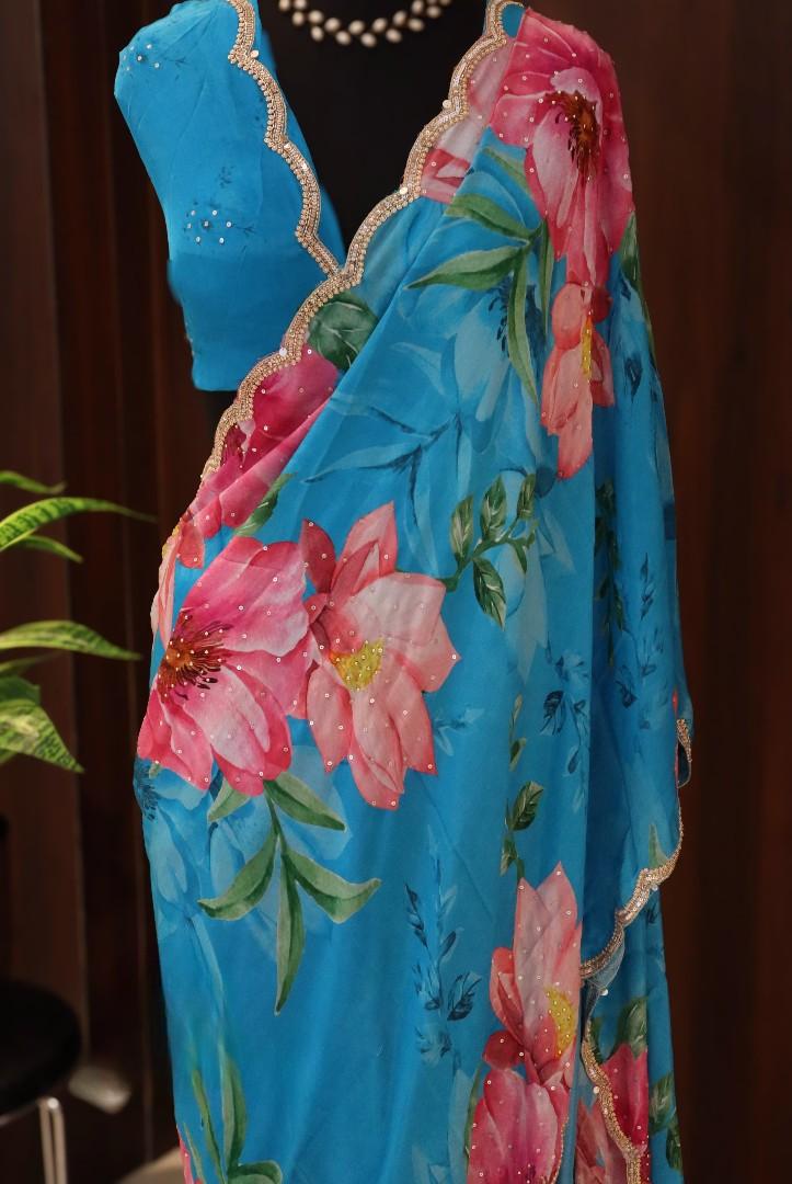 Fancy crepe silk handwork saree – colour view – Arhas Couture