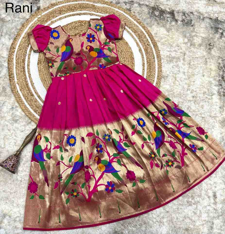 Kids Paithani gown – yellow – Arhas Couture