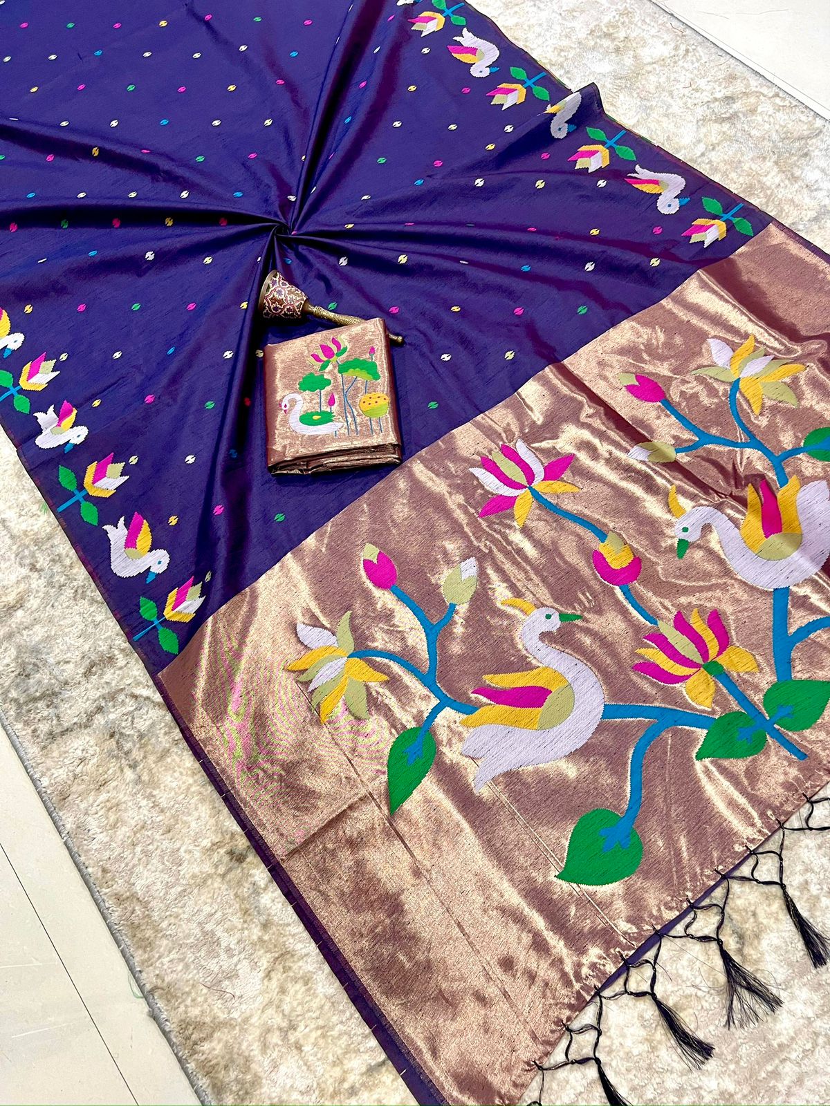 Fancy Khadi raw silk saree – colour 1 – Arhas Couture