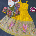 Kid's Embroidered Tissue Silk Gowns