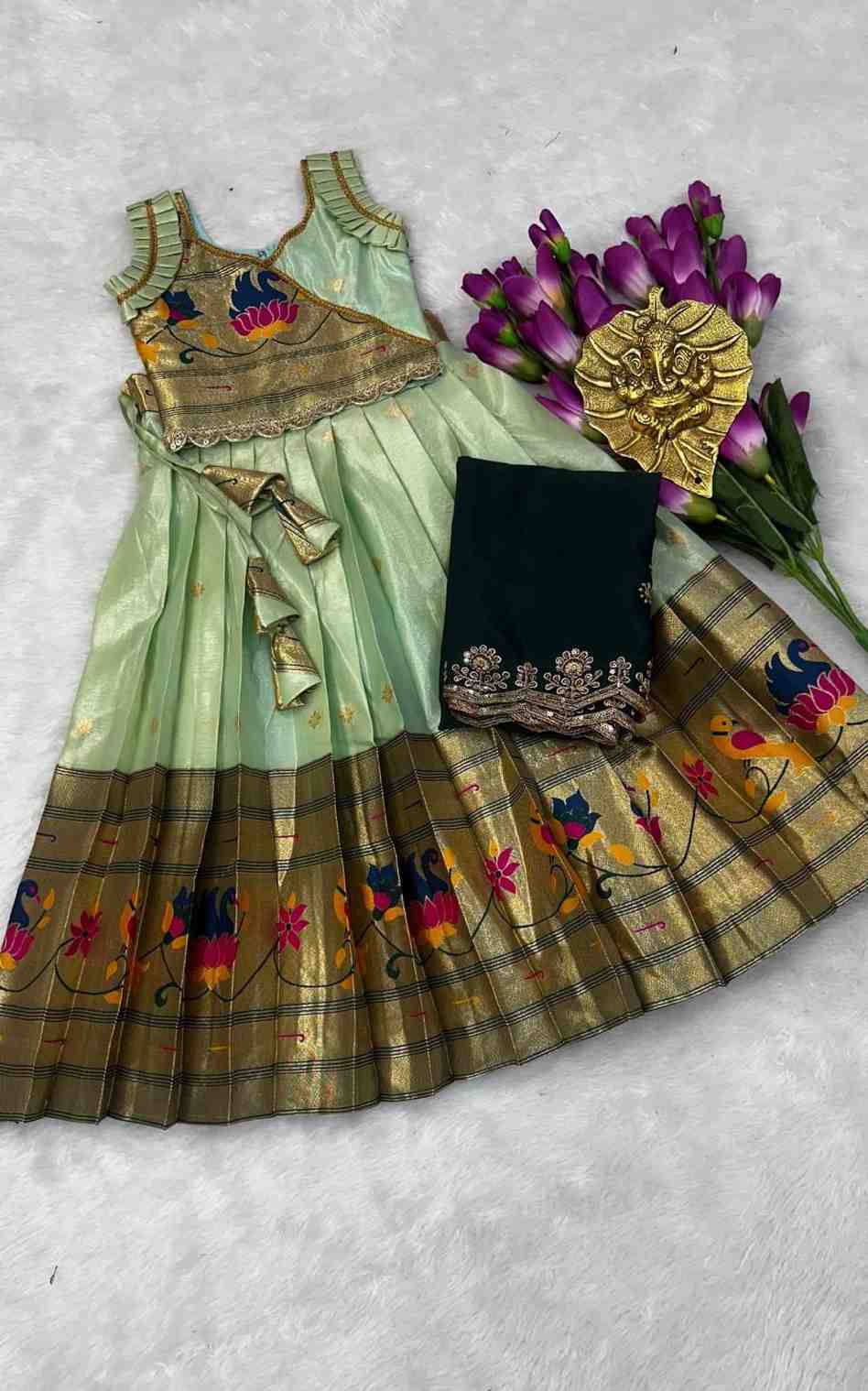 Kid's Paithani Shimmer Silk Lehengas