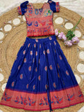 Kids soft silk Paithani lehenga – 11 colours – 1 to 15 years – Arhas Couture