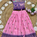 Kids Paithani lehenga – baby pink – Arhas Couture
