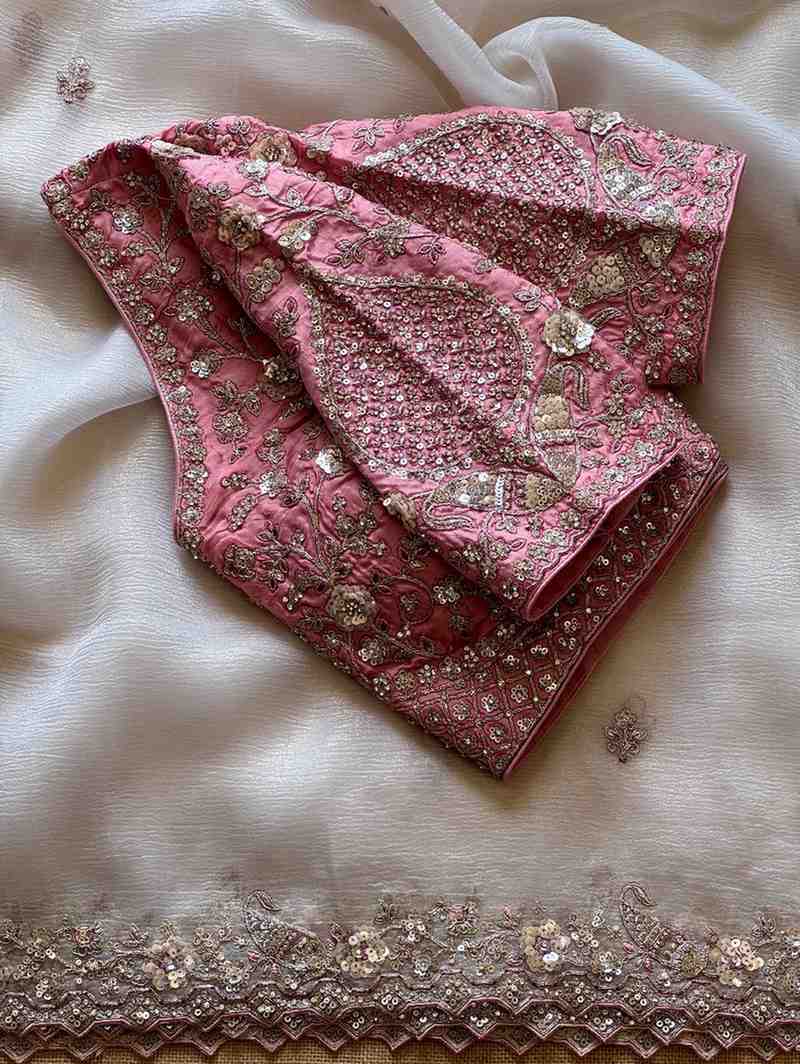 Fancy nylon tissue crepe saree – colour 2 – Arhas Couture