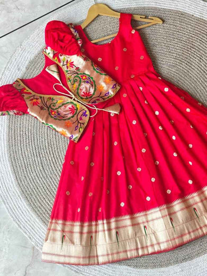 Kid's Soft Paithani Silk Gowns
