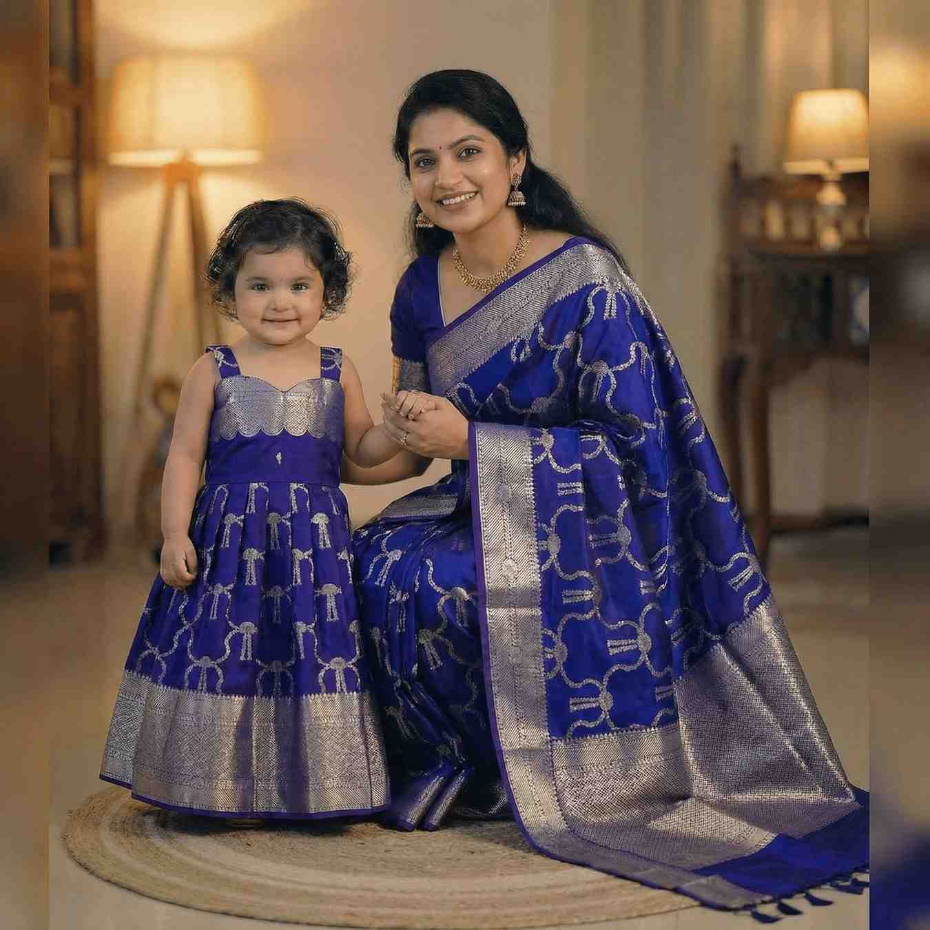 Semi Kanchi tissue family outfits by Arhas Couture