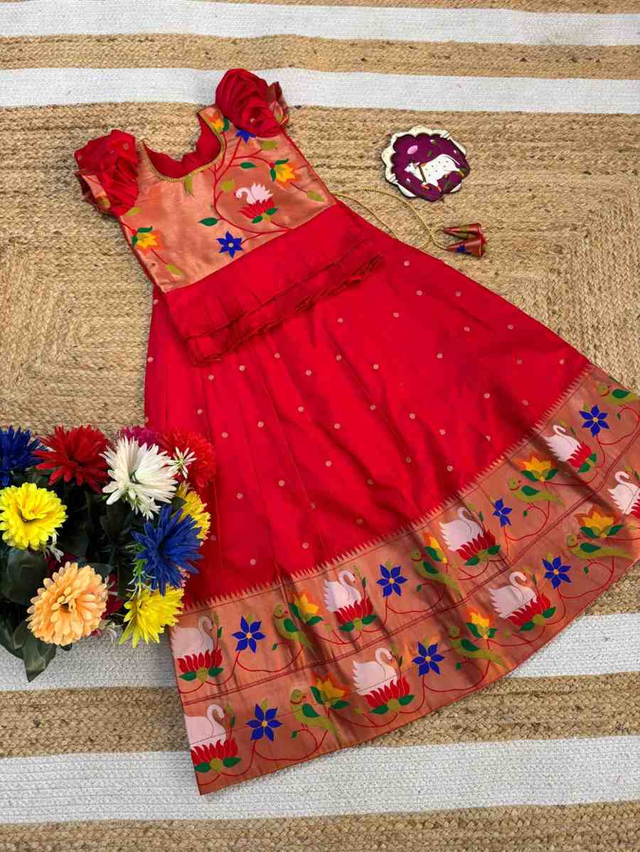 Kids Meena zari lehenga – mustard – Arhas Couture