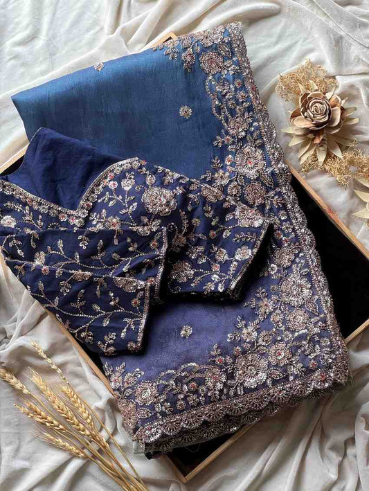 Nylon Tissue Crepe Silk Saree