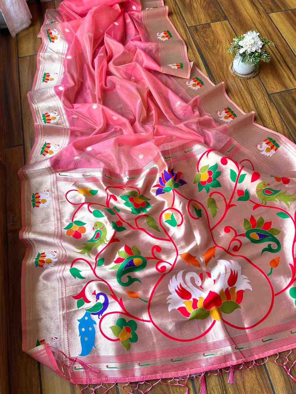 Fancy organza Paithani saree – colour 2 – Arhas Couture