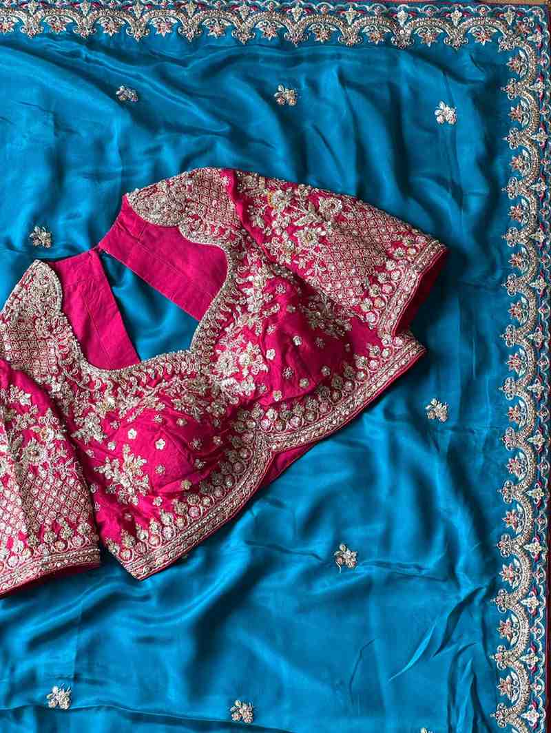 Fancy tissue crepe saree – colour view – Arhas Couture