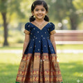 Kids cotton silk gown with zari sequin butti – 1 to 15 years – Arhas Couture