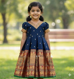 Kids cotton silk gown with zari sequin butti – 1 to 15 years – Arhas Couture