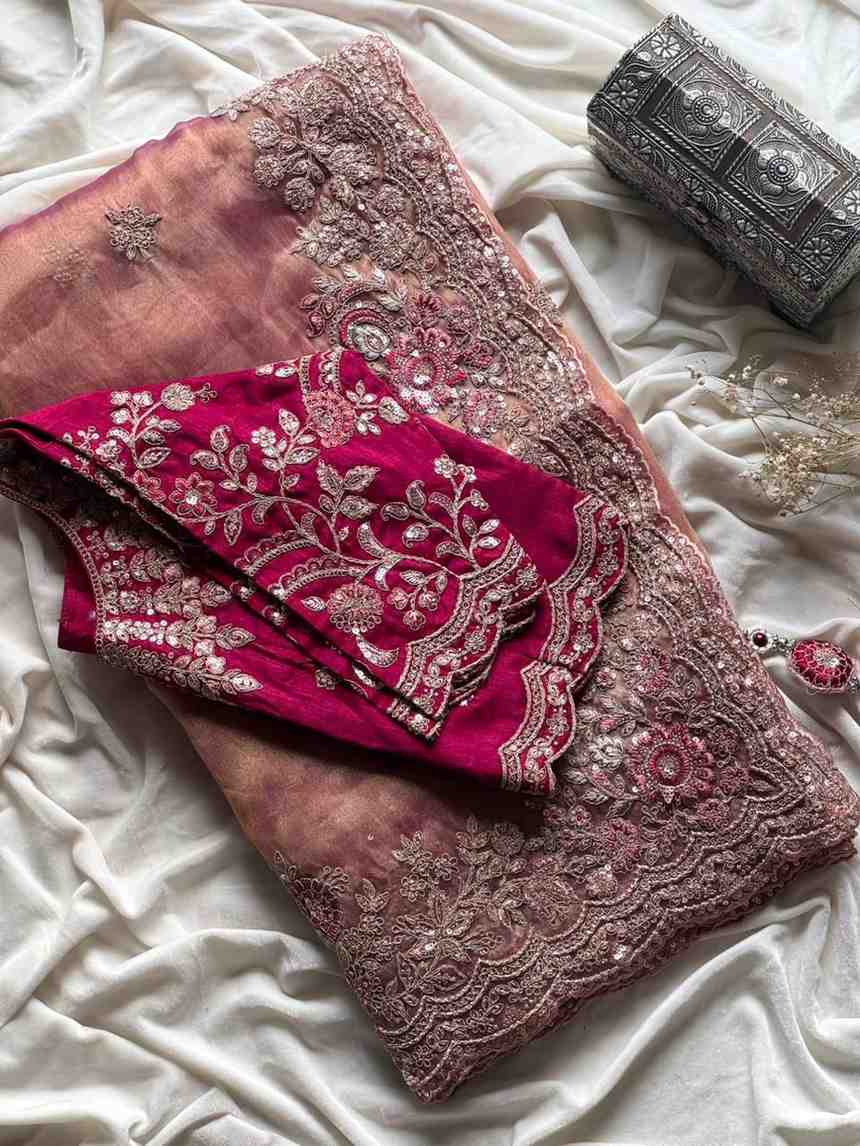 Fancy tissue silk sequence saree with multi-colour sequins – Arhas Couture