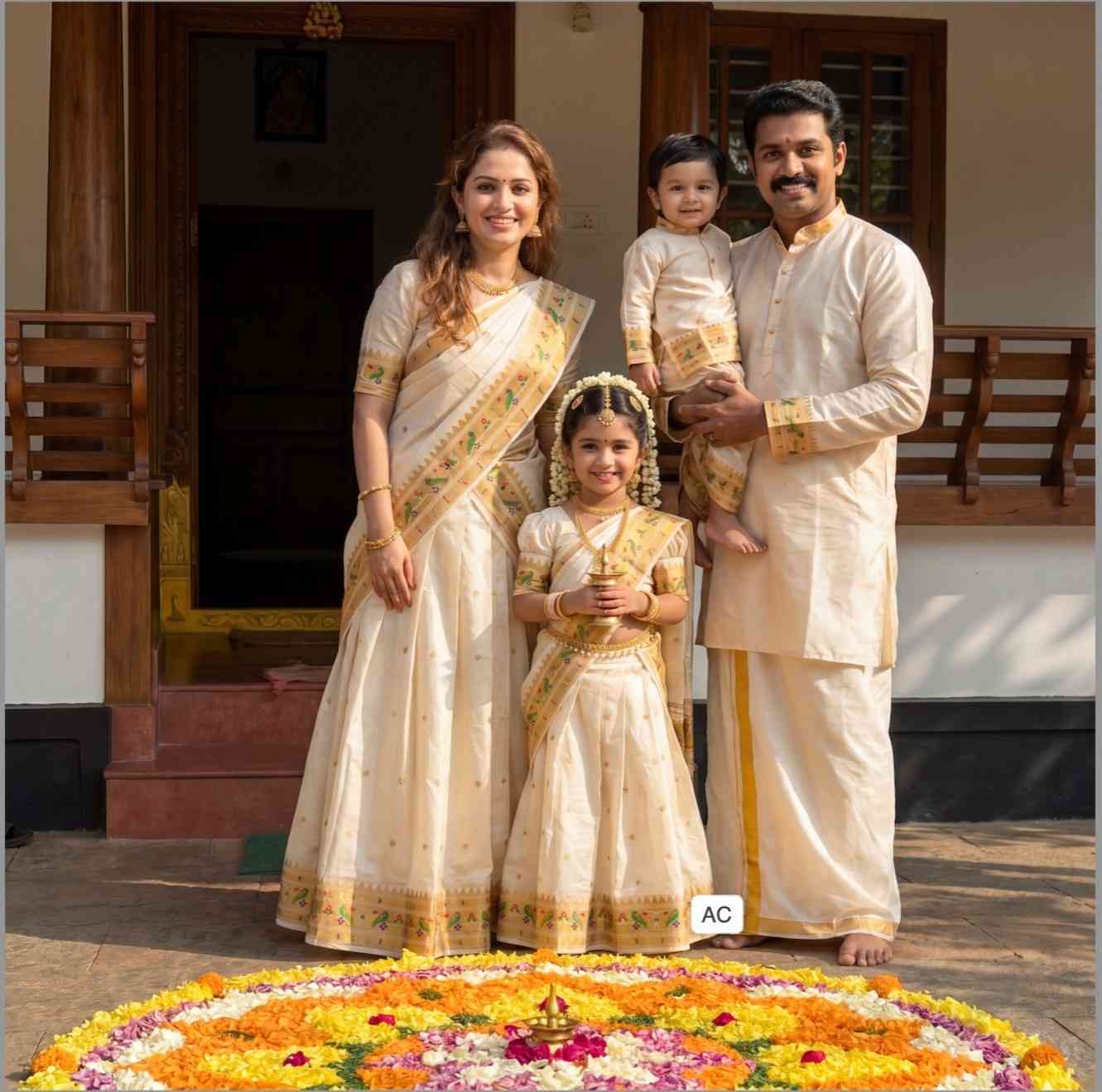 Kasavu Zari Family Outfits